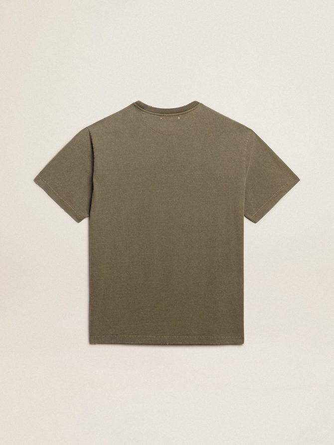 Men’s olive green T-shirt with Golden lettering - Image 6
