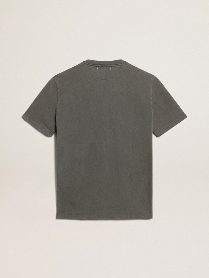 Men’s anthracite gray T-shirt with distressed treatment - Image 5