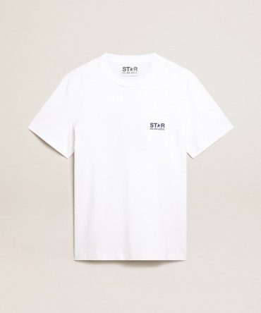 Men’s white T-shirt with dark blue star on the back