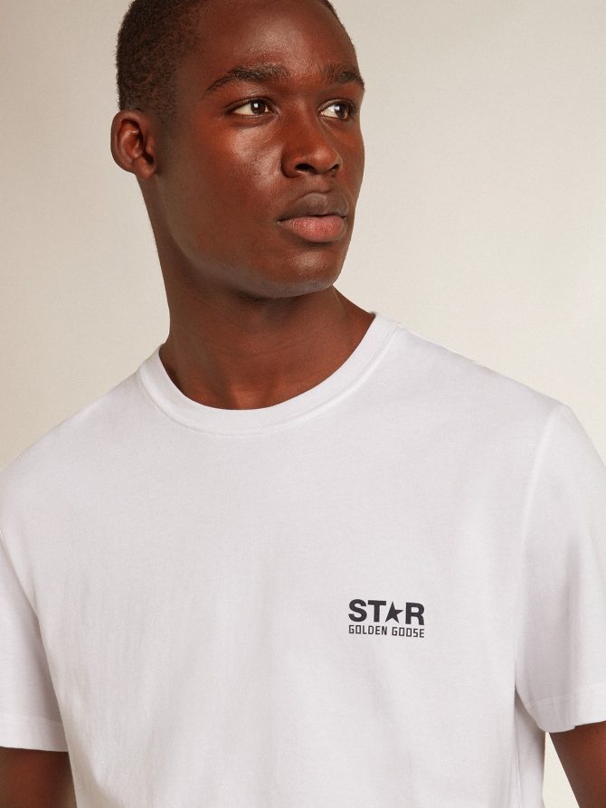 Men’s white T-shirt with dark blue star on the back - Image 2