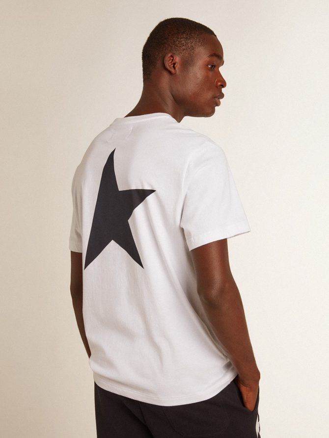 Men’s white T-shirt with dark blue star on the back - Image 4