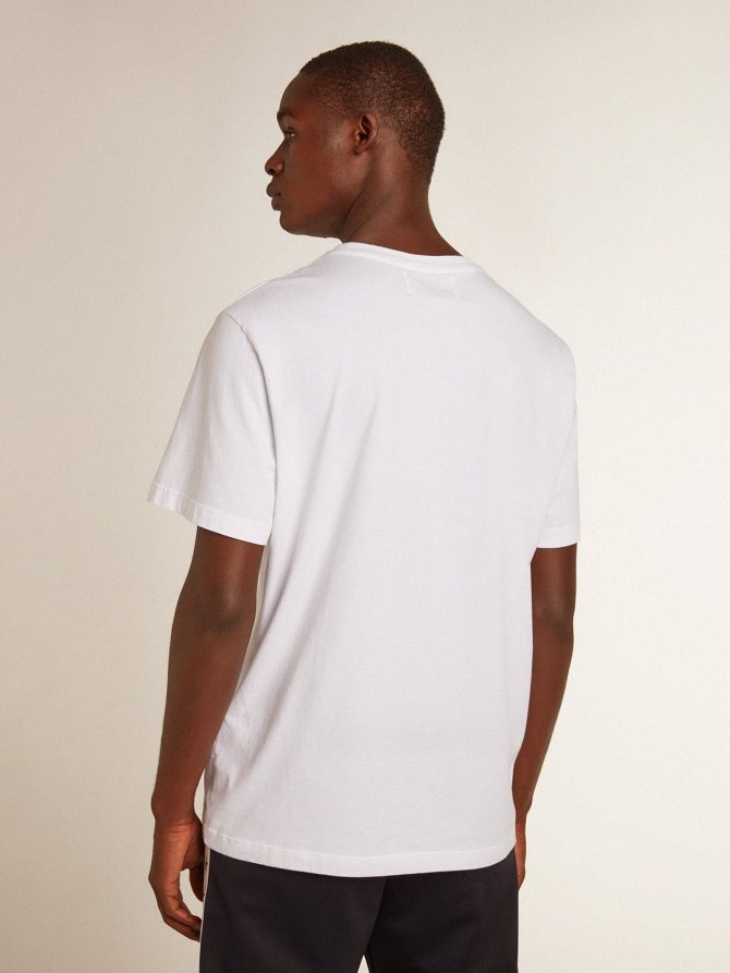 Men’s white T-shirt with dark blue star on the front - Image 4