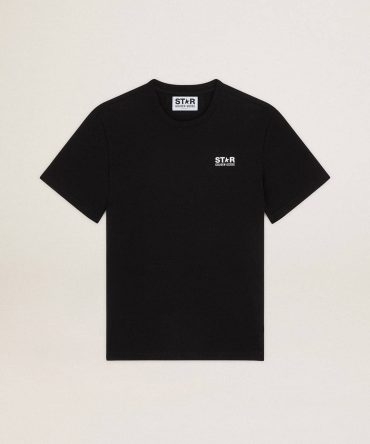 Men’s black T-shirt with contrasting white logo and star