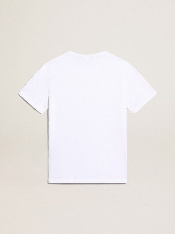 White T-shirt with contrasting black logo on the front - Image 4