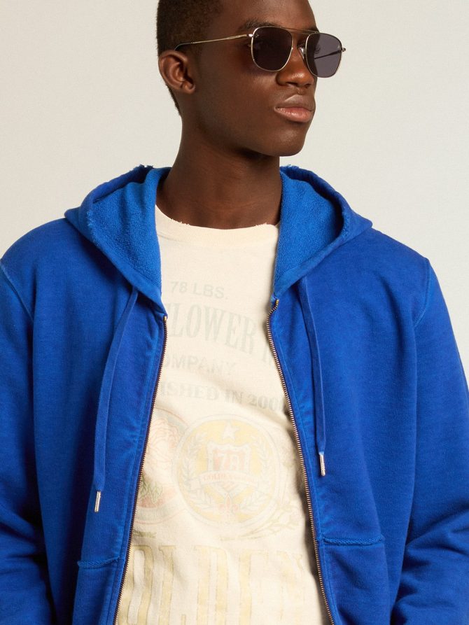 Men’s aged white cotton T-shirt with print on the front - Image 2