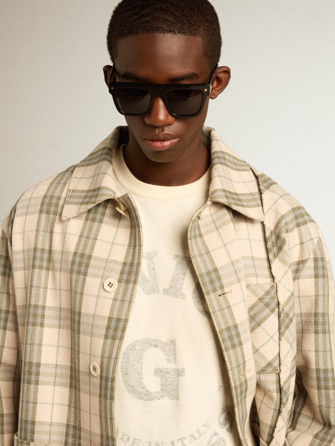 Men’s cotton T-shirt in aged white with faded lettering - Image 2