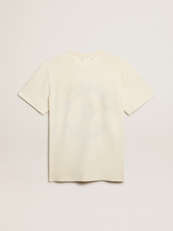 Men’s cotton T-shirt in aged white with faded lettering - Image 6