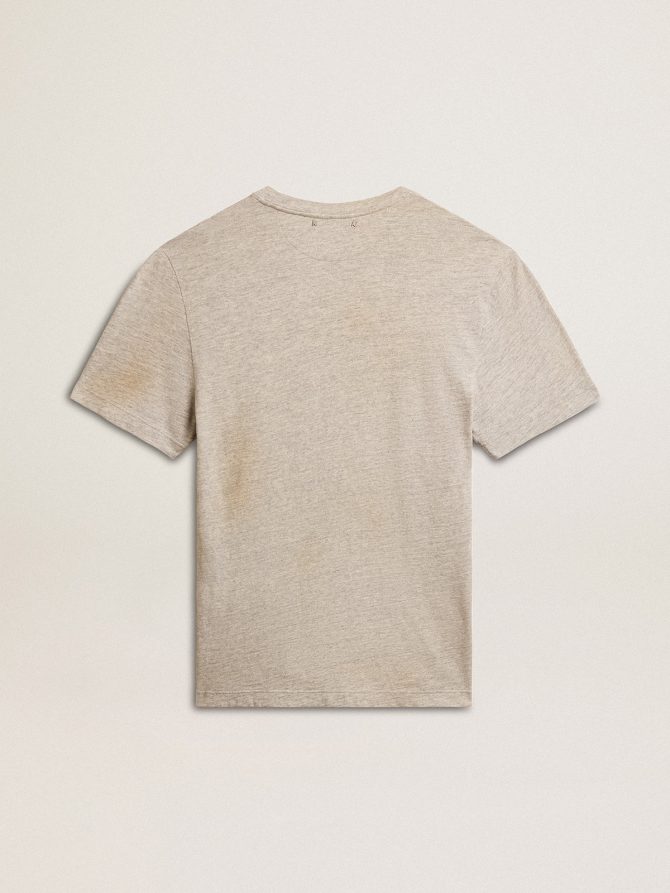 Men’s gray cotton T-shirt with vintage print on the front - Image 2