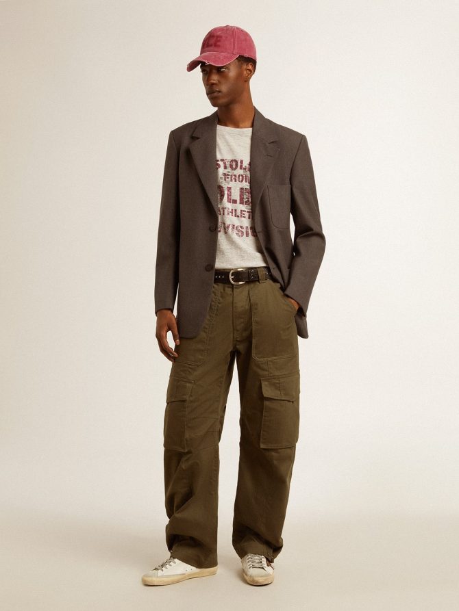 Men’s gray cotton T-shirt with vintage print on the front - Image 4