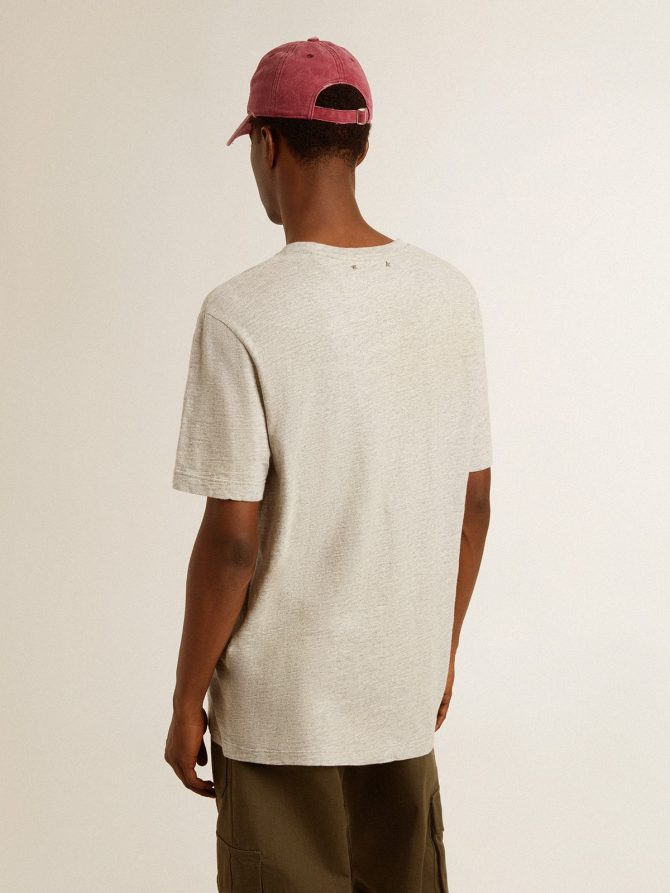 Men’s gray cotton T-shirt with vintage print on the front - Image 5