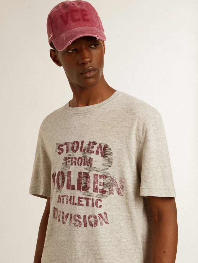 Men’s gray cotton T-shirt with vintage print on the front - Image 6