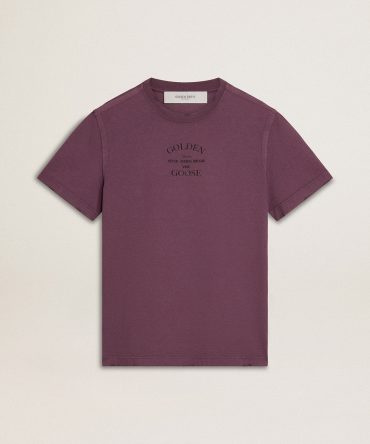 Men’s cotton T-shirt in worn purple with logo print