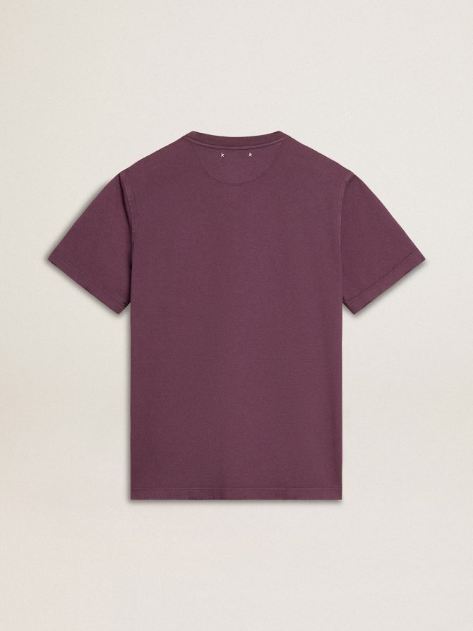 Men’s cotton T-shirt in worn purple with logo print - Image 6