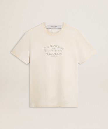 Men’s vintage-look white T-shirt with front print
