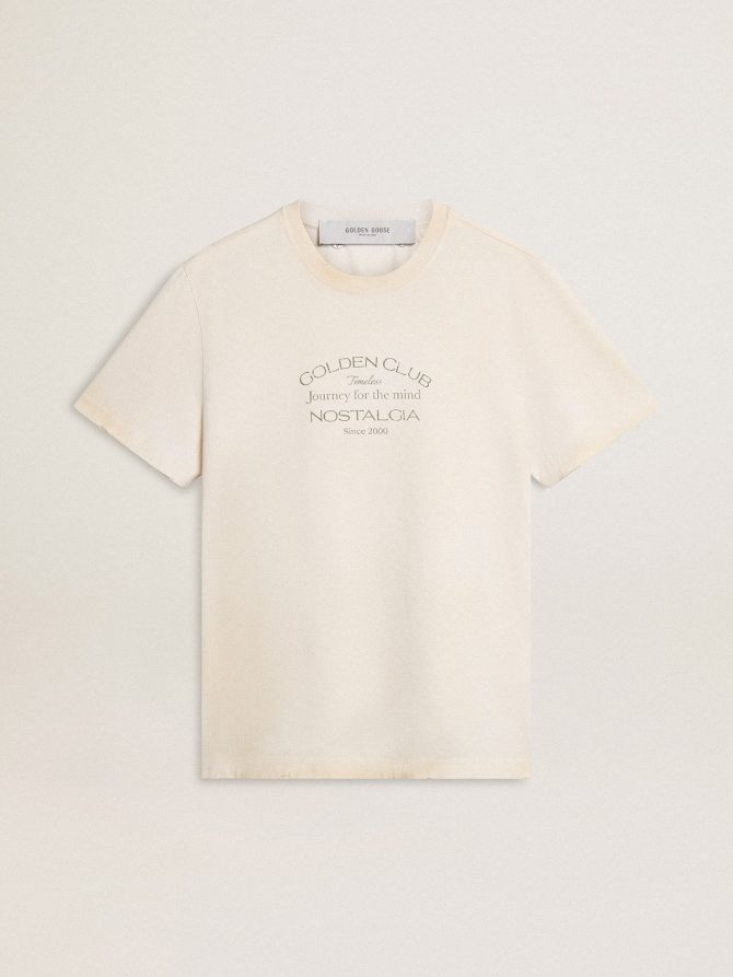 Men’s vintage-look white T-shirt with front print