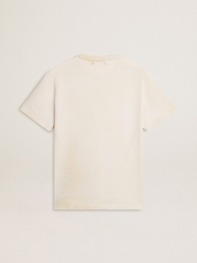 Men’s vintage-look white T-shirt with front print - Image 2