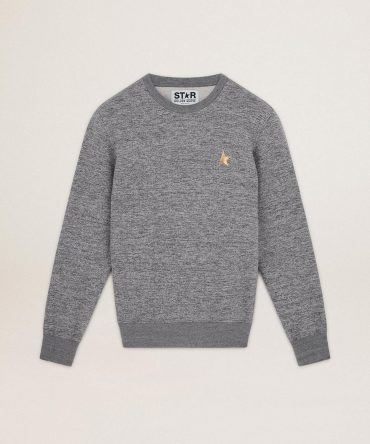 Men’s mélange gray cotton sweatshirt with gold star on the front