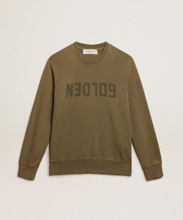 Men’s olive green sweatshirt with Golden lettering