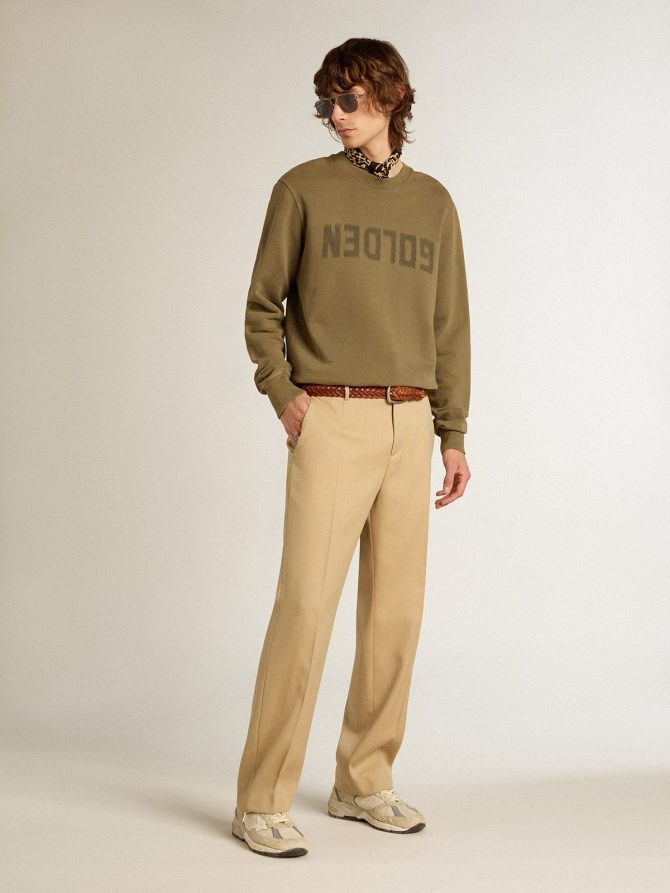 Men’s olive green sweatshirt with Golden lettering - Image 3