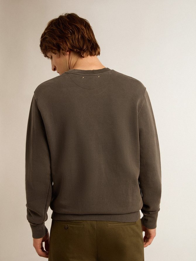 Men’s gray sweatshirt with logo and distressed treatment - Image 4