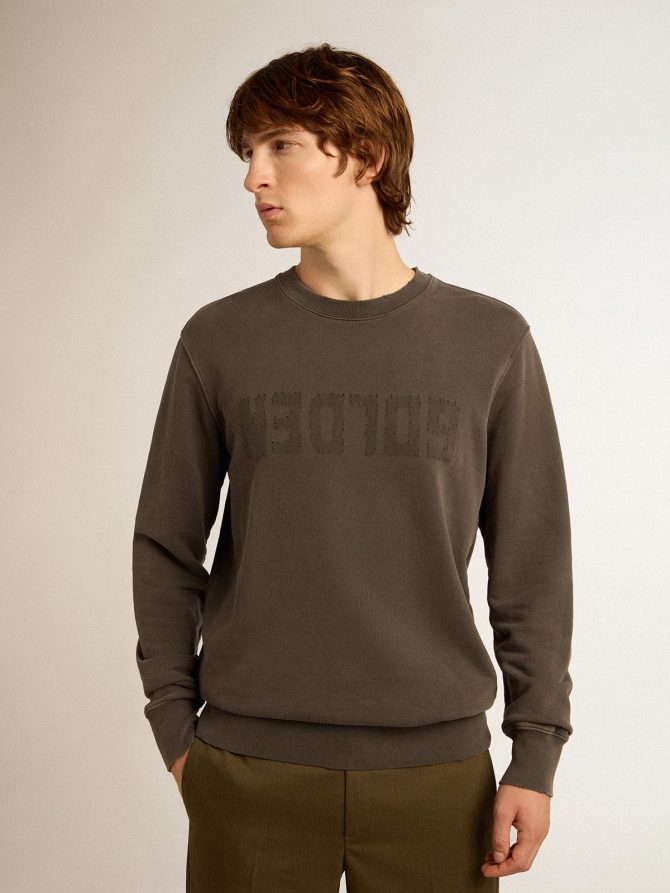 Men’s gray sweatshirt with logo and distressed treatment - Image 5