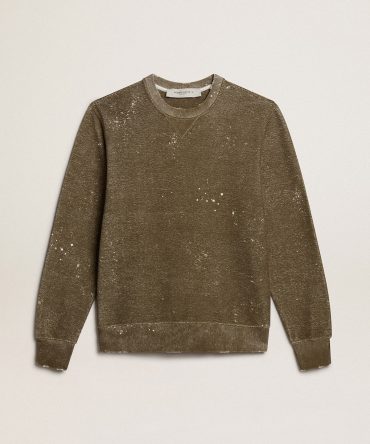 Vintage-effect beech-colored cotton sweatshirt