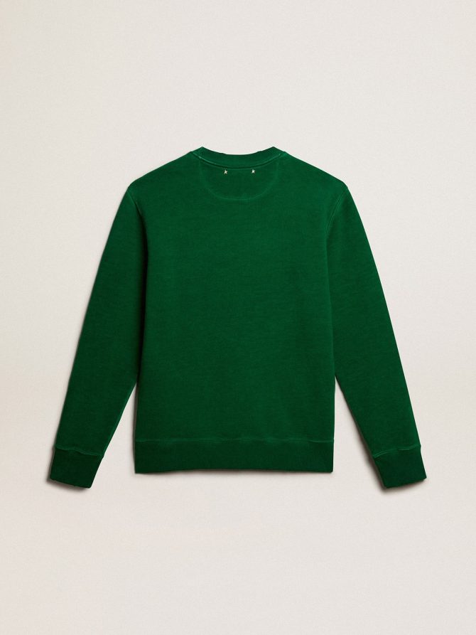 Round-neck sweatshirt in green cotton fleece - Image 6