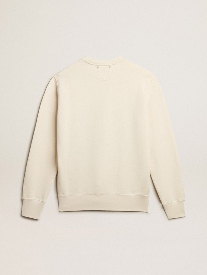 Men’s aged white cotton sweatshirt with embroidery on the front - Image 6