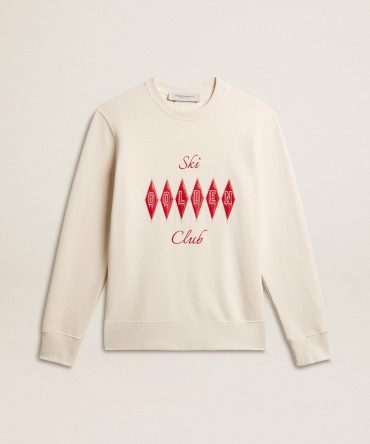 Men’s cotton crew-neck sweatshirt with embroidered lettering