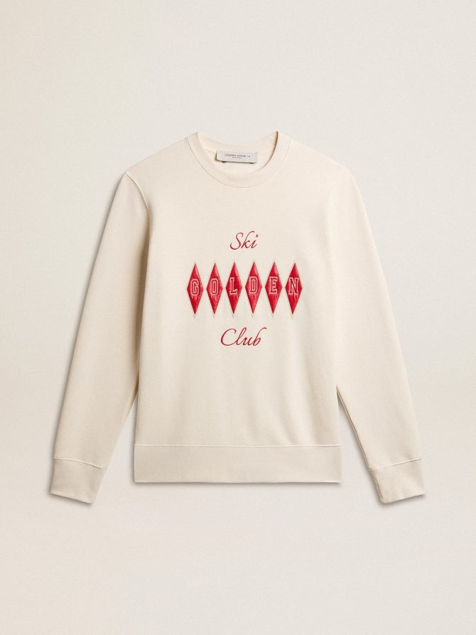 Men’s cotton crew-neck sweatshirt with embroidered lettering