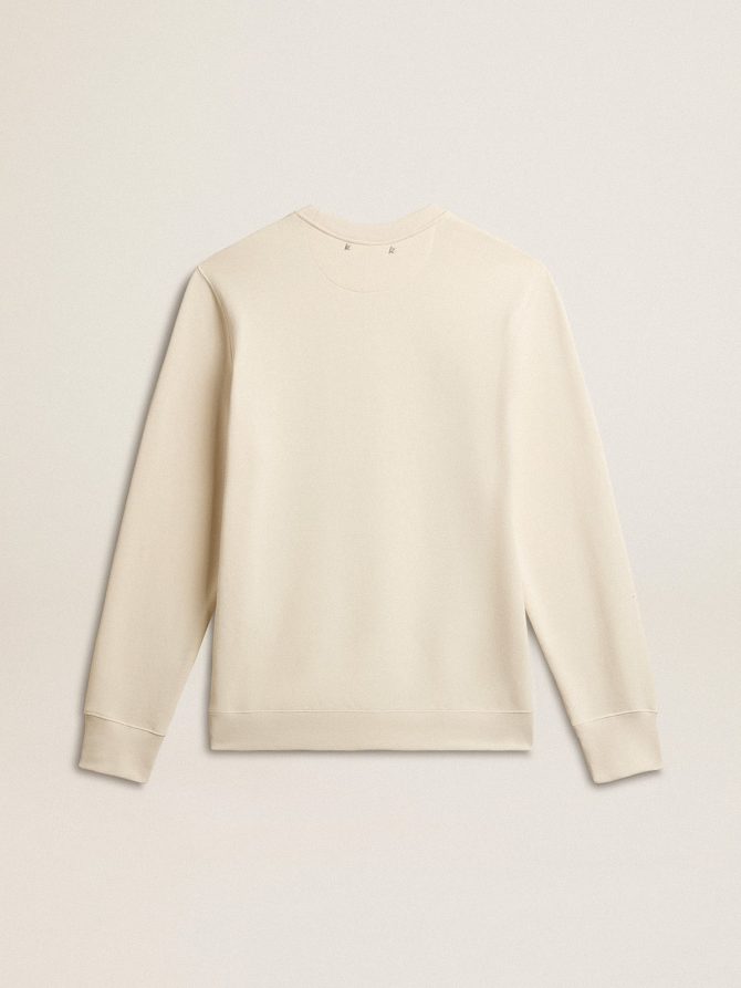 Men’s cotton crew-neck sweatshirt with embroidered lettering - Image 2
