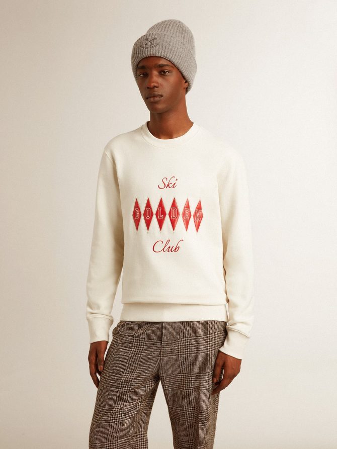Men’s cotton crew-neck sweatshirt with embroidered lettering - Image 3