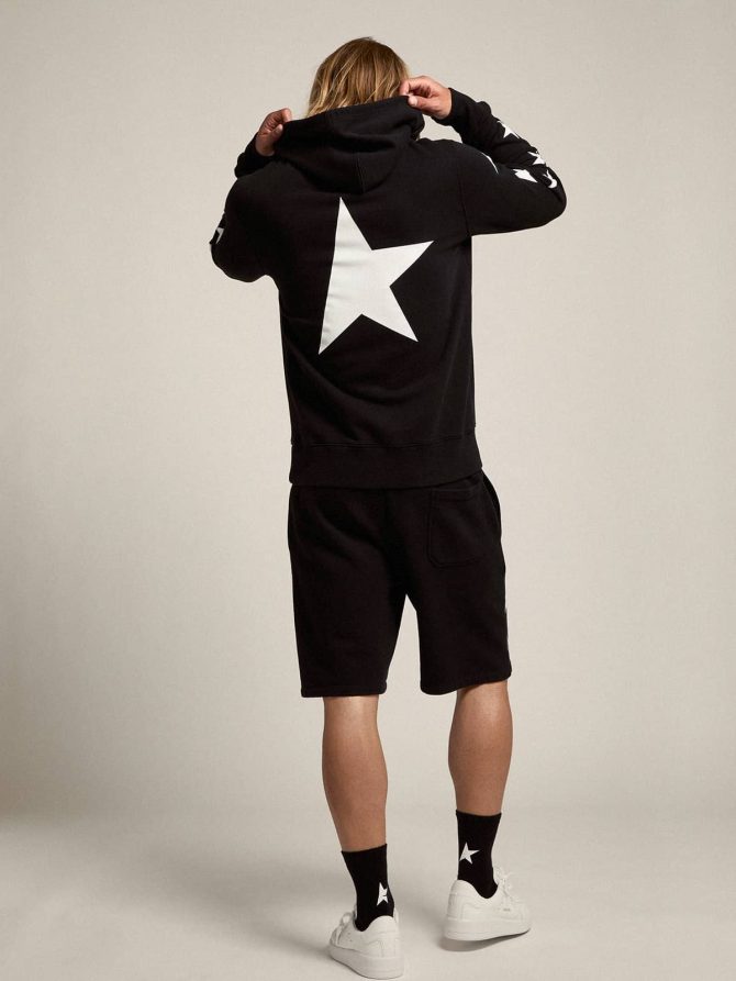 Black Alighiero Star Collection sweatshirt with contrasting white stars - Image 4