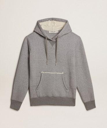 Gray melange cotton sweatshirt with hood