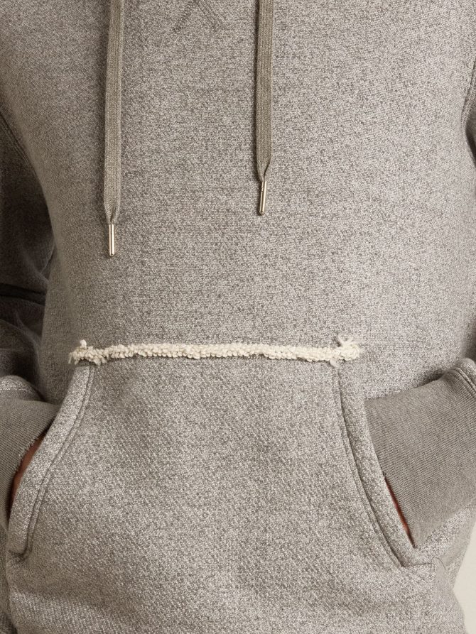 Gray melange cotton sweatshirt with hood - Image 5