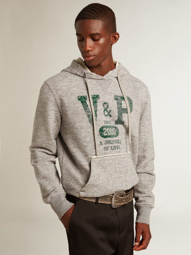 Gray hooded sweatshirt with front pocket - Image 2