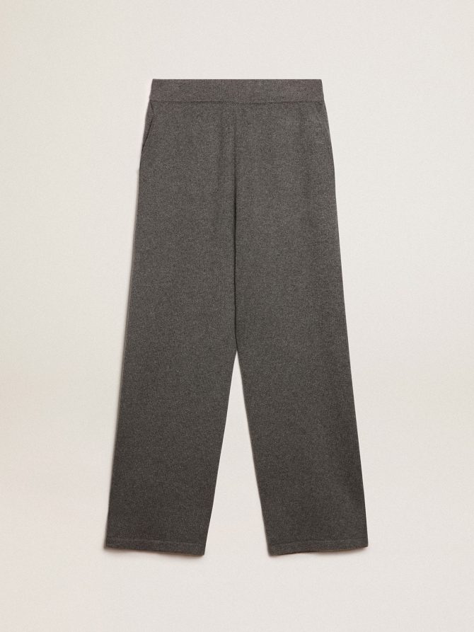Men’s gray melange cashmere blend joggers