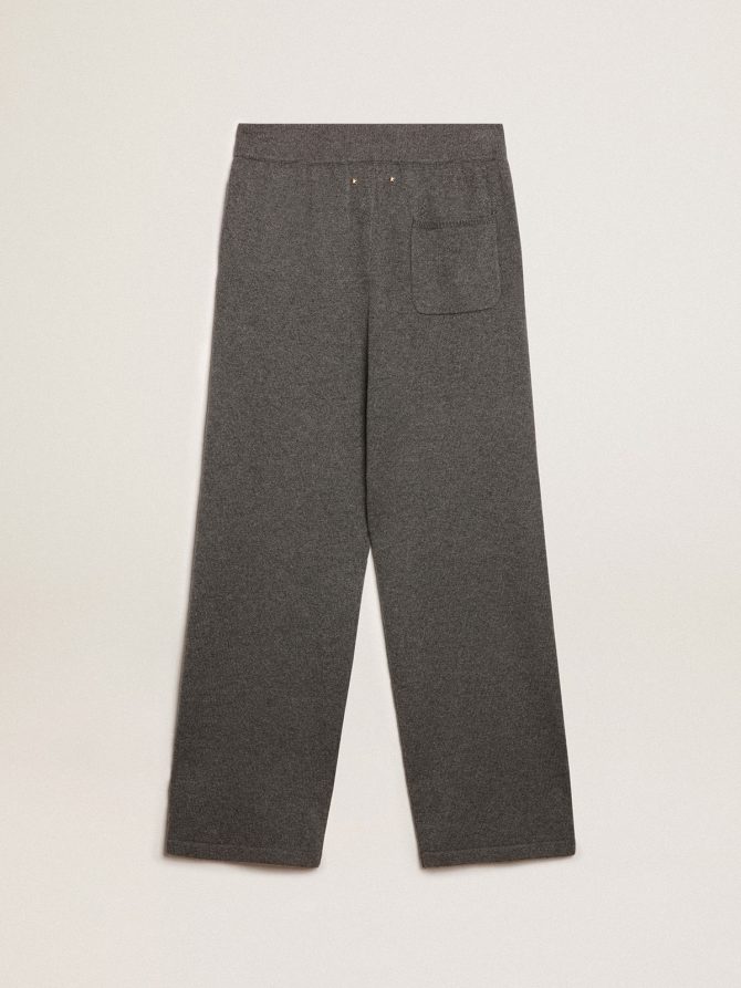 Men’s gray melange cashmere blend joggers - Image 6