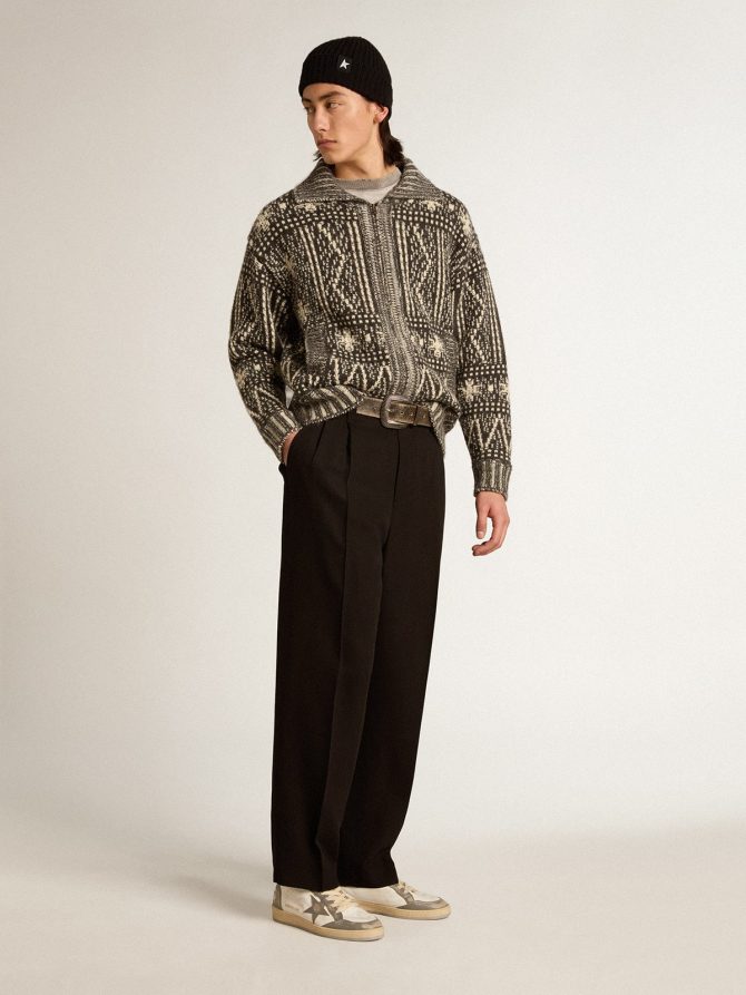 Cardigan with dark gray Fair Isle pattern - Image 3