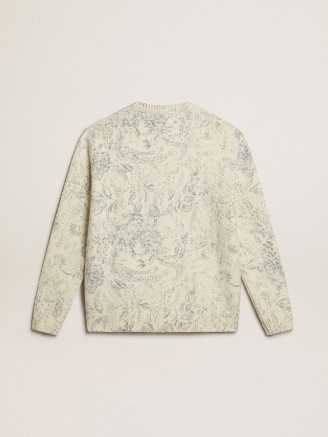 Men’s round-neck sweater in wool with all-over toile de jouy pattern - Image 6