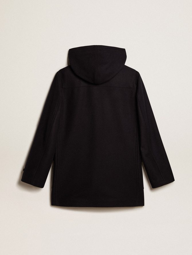 Dark blue wool duffle coat with hood and toggle fastening - Image 6