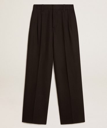 Black wool and viscose blend pants