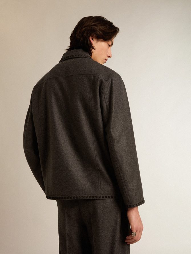 Gray melange woolen jacket with button fastening - Image 4