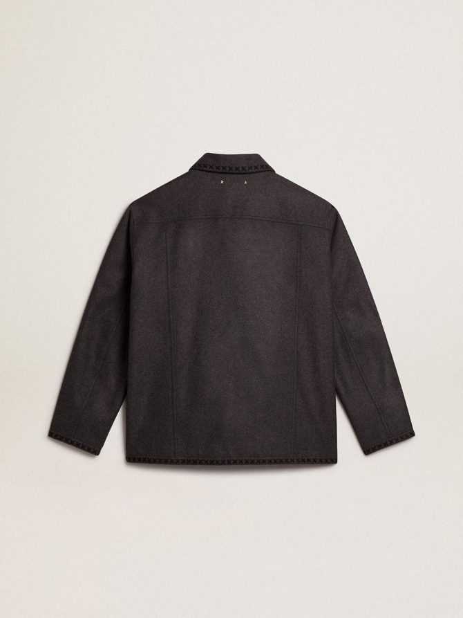 Gray melange woolen jacket with button fastening - Image 6