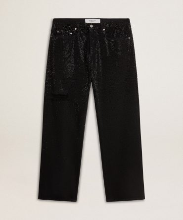 Men’s black jeans with a loose fit and gradient effect all-over crystals