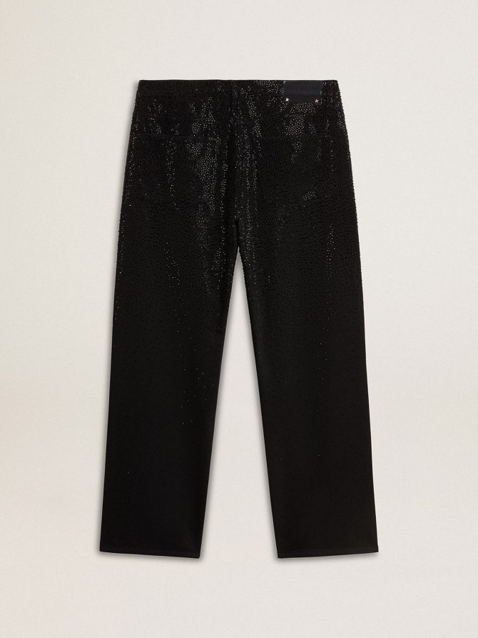 Men’s black jeans with a loose fit and gradient effect all-over crystals - Image 6