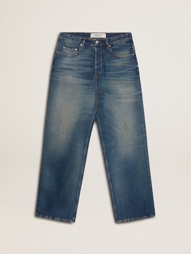 Men’s loose fit medium wash CNY jeans