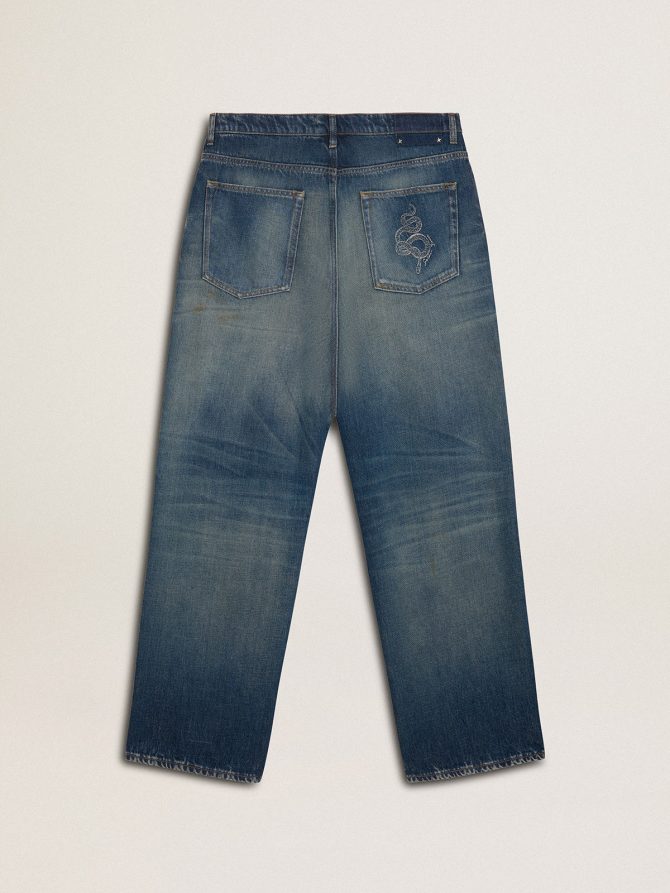 Men’s loose fit medium wash CNY jeans - Image 2