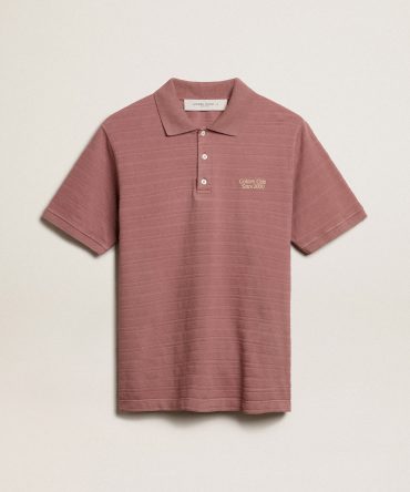 Taupe pink-colored cotton piquet polo shirt