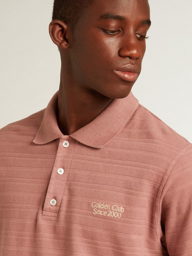 Taupe pink-colored cotton piquet polo shirt - Image 2